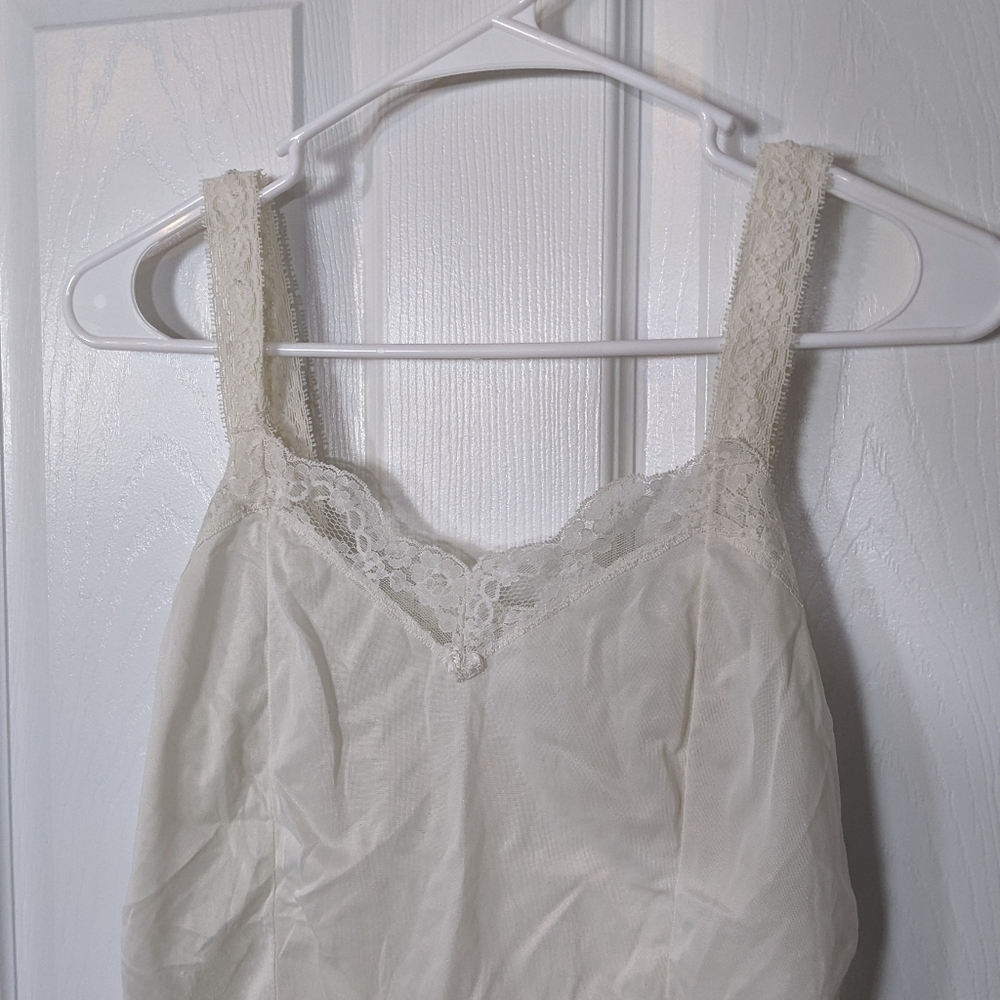 Vintage Lace‎ Trim Florette Center Ivory Pick-Up Stitch Nylon Slip Cami Size M - Picture 4 of 8